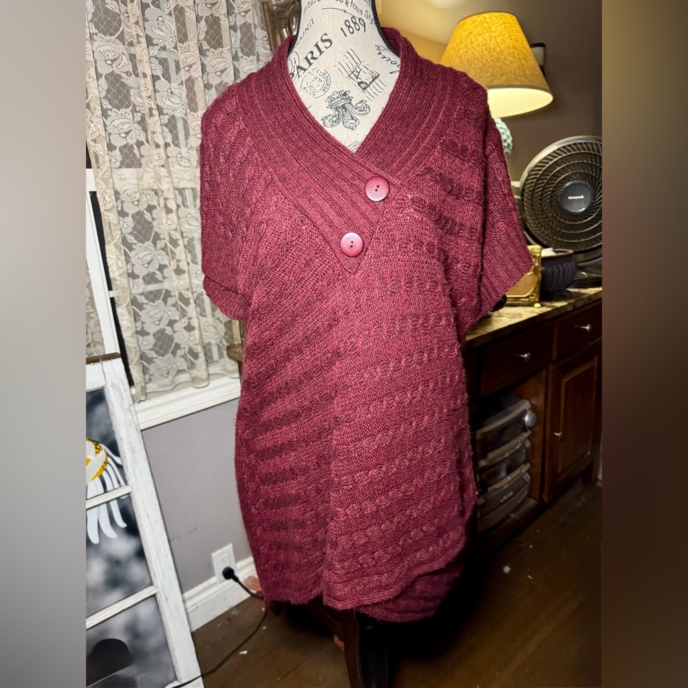 Warehouse Red V-Neck Sweater with Cozy Knit